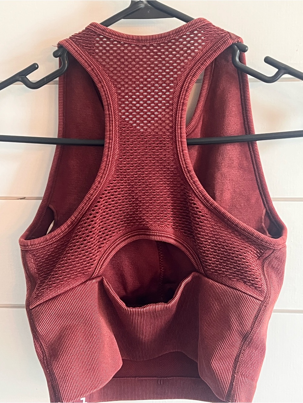 JoyLab Burgundy Ribbed Racerback Crop Top - Picture 3 of 4